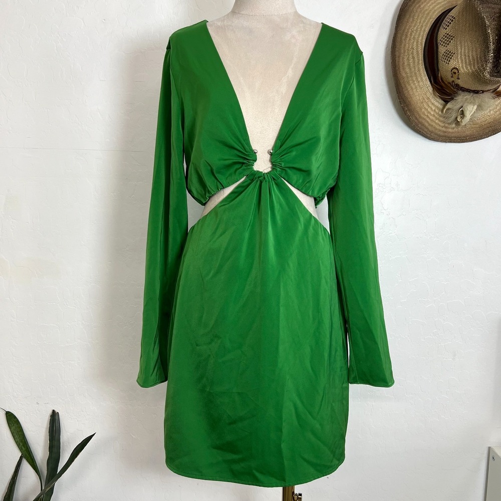 Dollhouse LA Green Cutout O-Ring Long Sleeve Mini Dress S M Cocktail Night Out